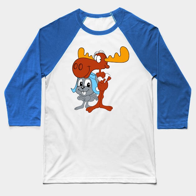 Rocky & Bullwinkle - Big Heads Baseball T-Shirt by LuisP96